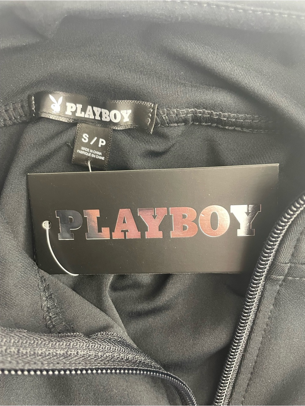Playboy Jacket & Shorts 2-PIECE-SET Stretchy Black Full-Zip Women's Size S NWT - Picture 9 of 9